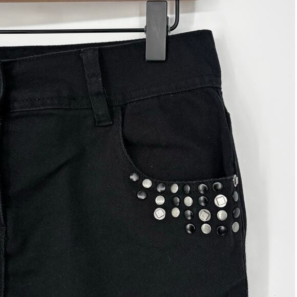Morgan de Toi Black Studded Stretch Mini Skirt Size 28 - Picture 3 of 8